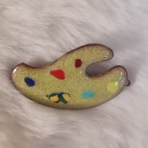3 for $12 hand made artist's palette enameled copper brooch